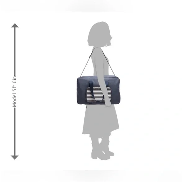 Navy Blue Striped Weekender Bag - Picture 9 of 9